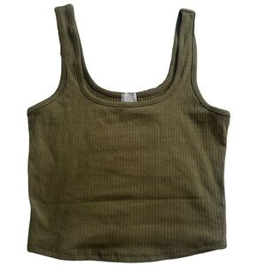 Olive Green Ribbed Tank Top